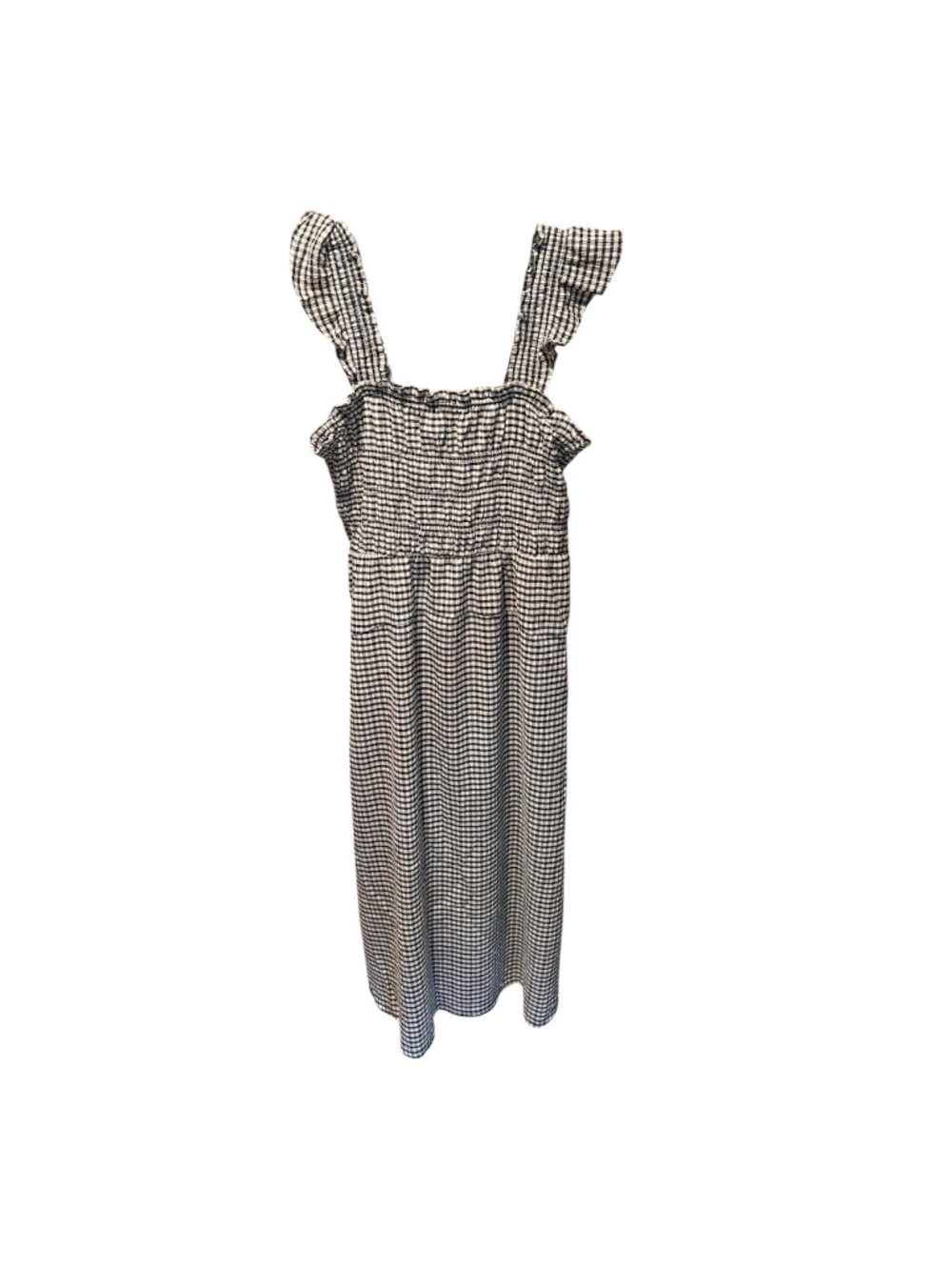 Old Navy Fit & Flare Lightweight Smocked Gingham Midi Dress Small Petite NWT